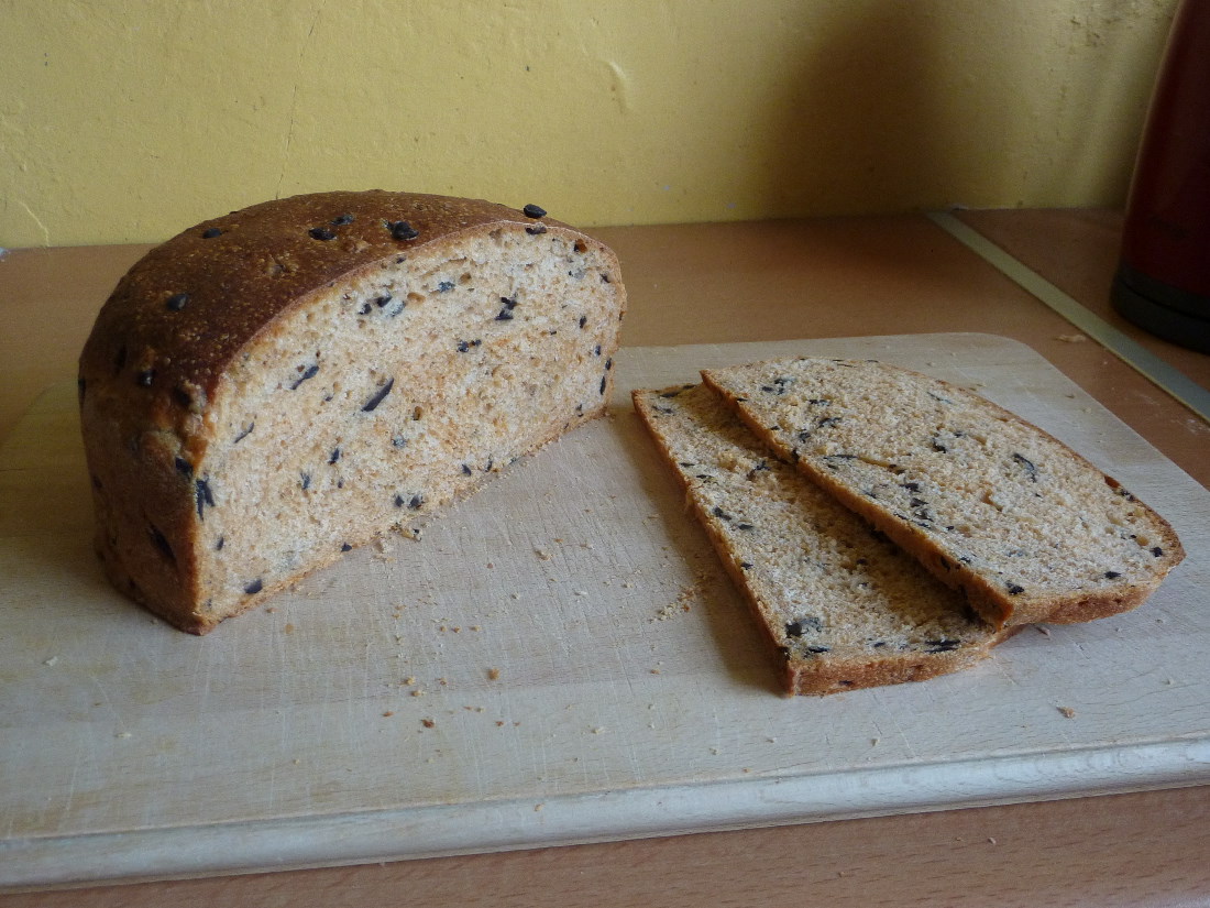 Home-made olive & tomato bread