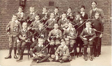 Frank Ansett & other violin students, 1914